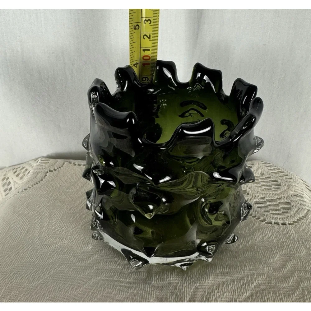 Vintage Brutalist Green Thorn Vase MCM